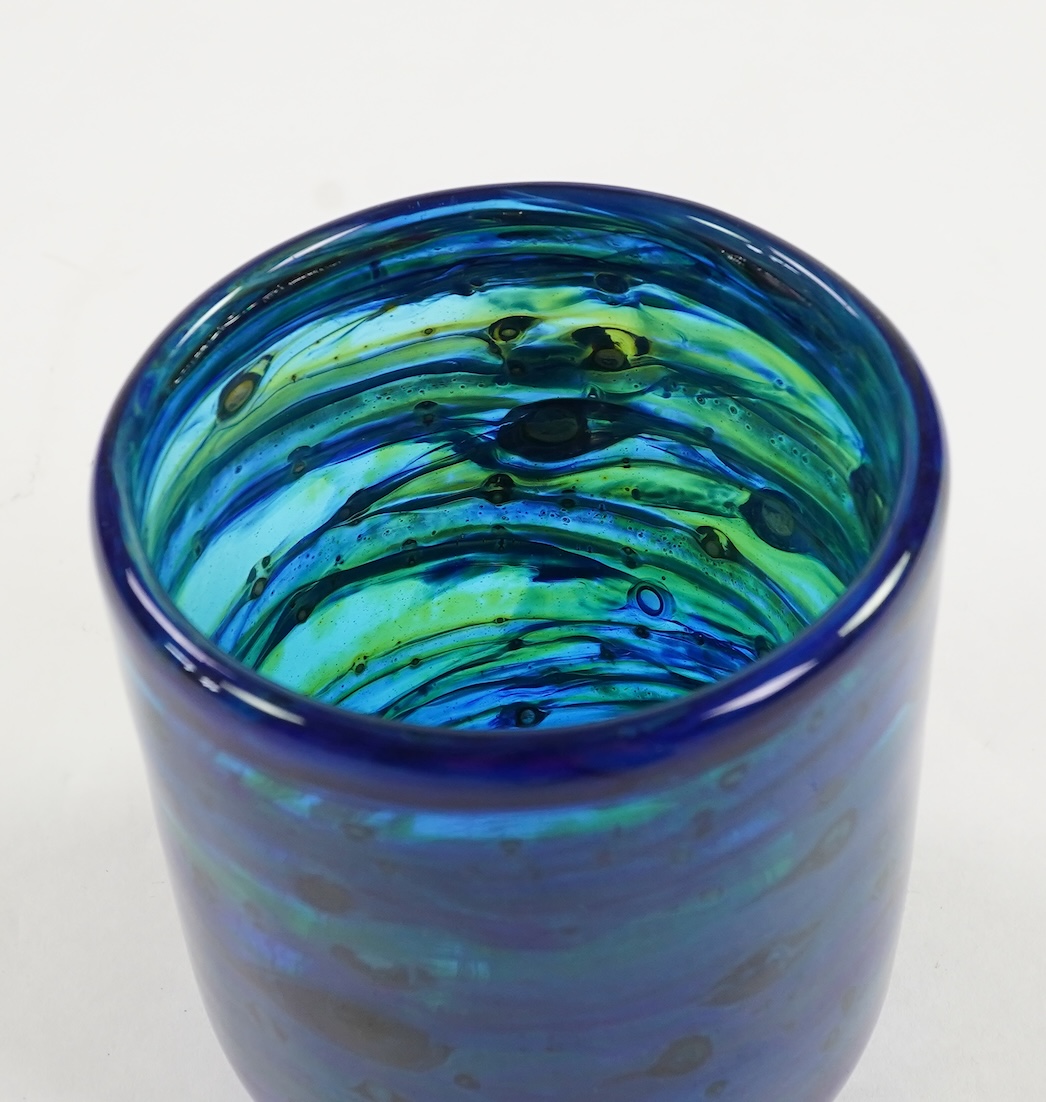 Michael Harris (1933-1994) for Isle of Wight Glass Studio: A blue glass vase
